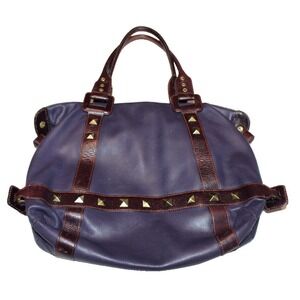 MAXX New York purple & maroon leather handbag purse‎ studded